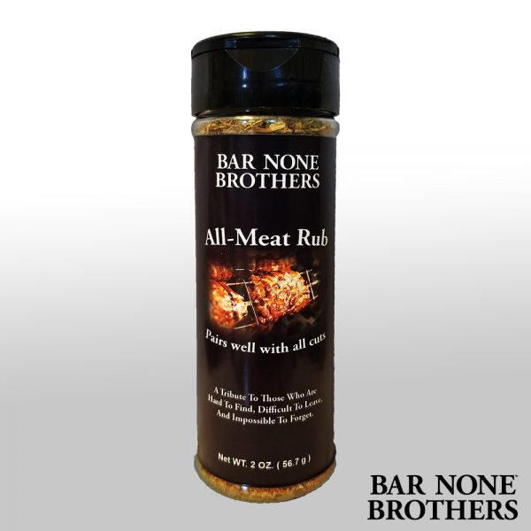 Product Photo of Bar None Brothers 2oz bottle of All-Meat Rub Seasoning.