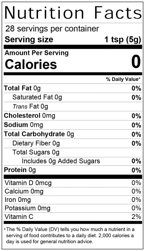 Nutrition Label for Bar None Brothers Bad Ass Hot Sauce.